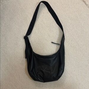 BAGGU deadstock black leather medium crescent bag